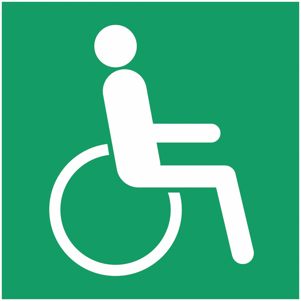 Rettungszeichen "Notausgang für Rollstuhlfahrer rechts" nach ASR A1.3-2013 und EN ISO 7010
