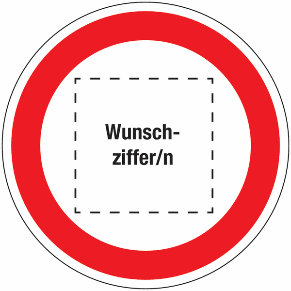Verkehrszeichen "Zulässige Höchstgeschwindigkeit" mit Ziffern nach Wunsch, retroreflektierend