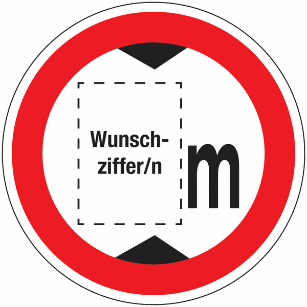 Fahrverbot für über ... Meter hohe Fahrzeuge - Verkehrszeichen mit Ziffern nach Wunsch für Österreich, StVO