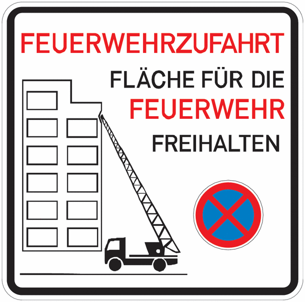 Parkverbots-Kombi-Schilder "Feuerwehrzufahrt"