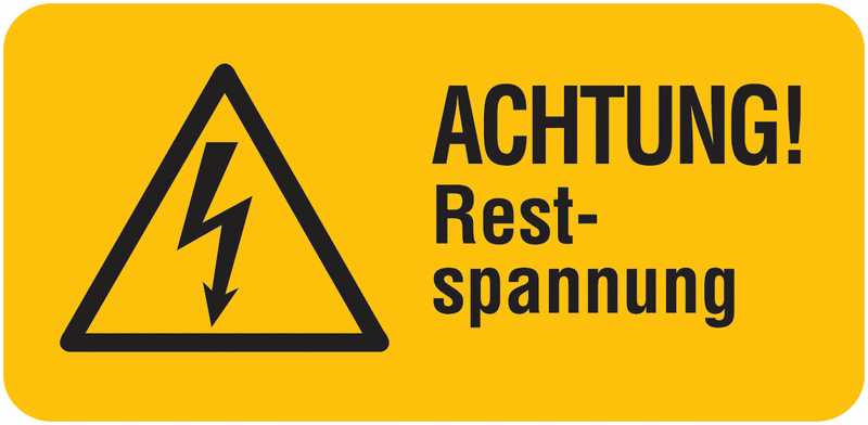 ACHTUNG! Restspannung - Sicherheitsetiketten, Elektrotechnik