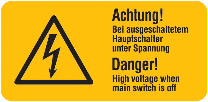 Achtung! Danger! Hauptschalter - Sicherheitsetiketten, Elektrotechnik
