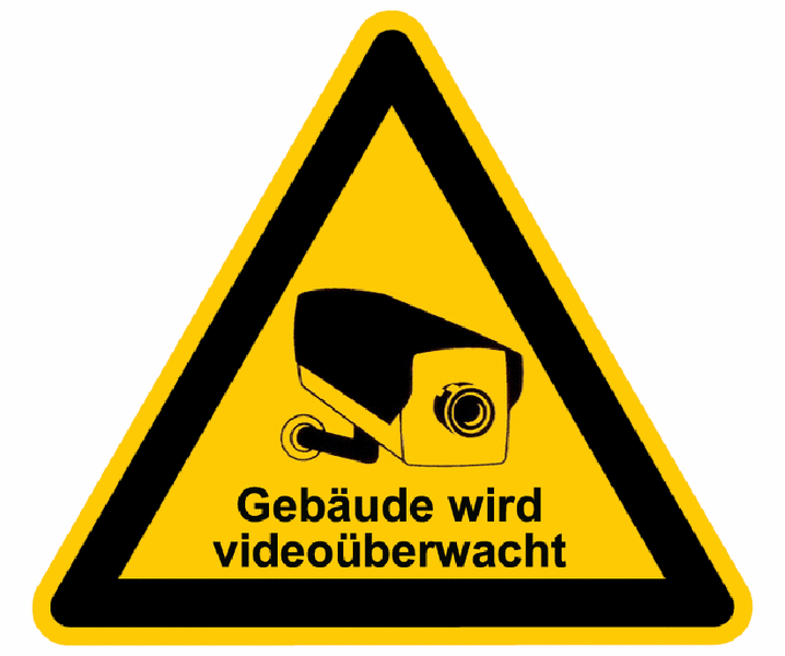 Gebäude wird videoüberwacht - Videokennzeichnung im Warn-Design
