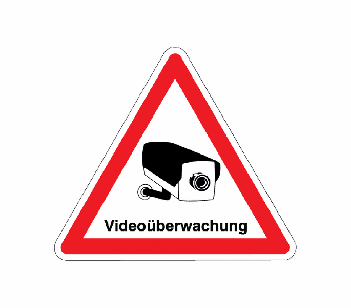Warnzeichen-Schilder mit Piktogramm und Hinweis "Videoüberwachung"