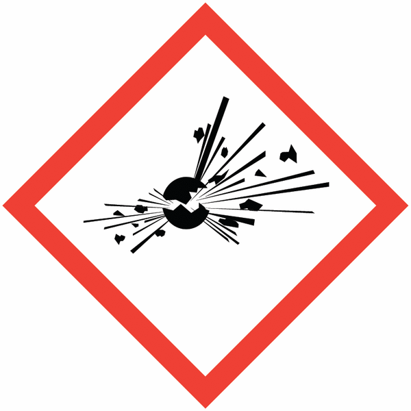 Explodierende Bombe - Magnet-Gefahrstoffsymbole, GHS/CLP-Verordnung