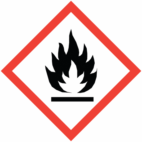 Gefahrensymbole "Flamme", GHS 02 gemäß GHS-/CLP-Verordnung