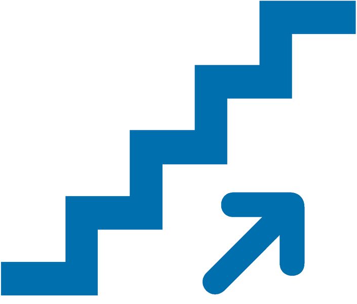 Symbol-Schilder "Treppe mit Pfeil"