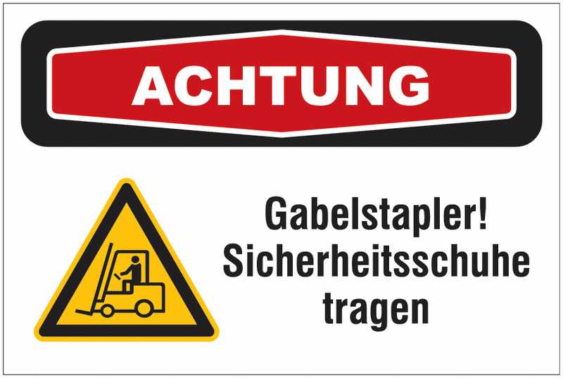Focus-Schilder "Fußschutz" mit Symbol und Text