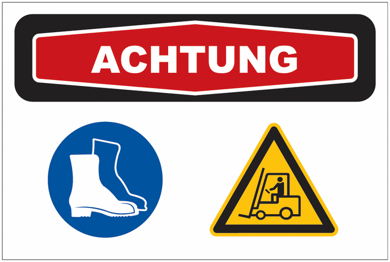 Focus-Schilder "Fußschutz" mit Symbolen