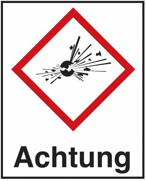 Explodierende Bombe - Gefahrstoffsymbol-Kombi-Kennzeichnung, GHS/CLP-Verordnung