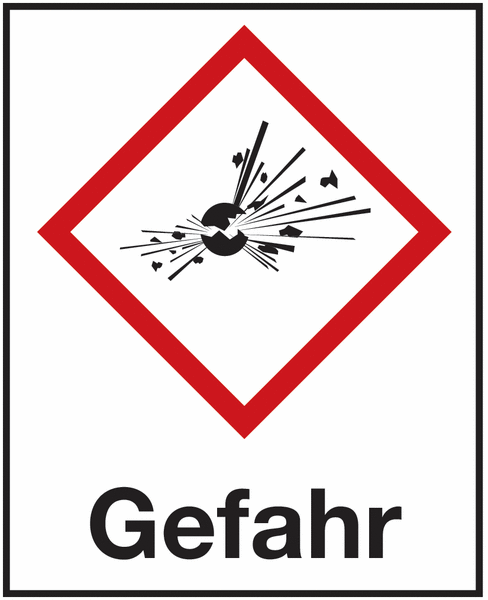 Kombi-Gefahrstoffetiketten "Explodierende Bombe", GHS 01 gemäß GHS-/CLP-Verordnung
