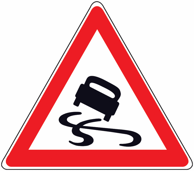 Schleudergefahr bei Nässe oder Schmutz - Verkehrszeichen, SSV