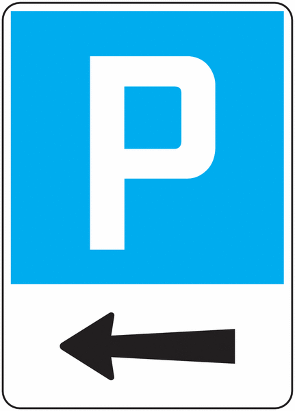 Pfeil links - Parkplatzschilder zum Einsatz in der Schweiz, SSV