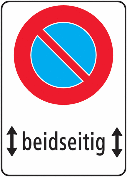 Parkieren verboten, mit beidseitigen Pfeilen - Parkverbotsschilder zum Einsatz in der Schweiz, SSV