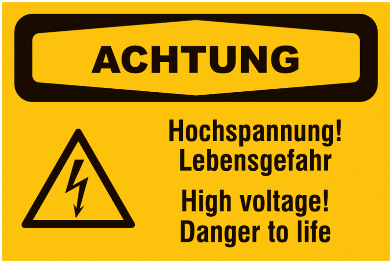 Hochspannung! High Voltage! - Sicherheitsschilder, Elektrotechnik, praxiserprobt