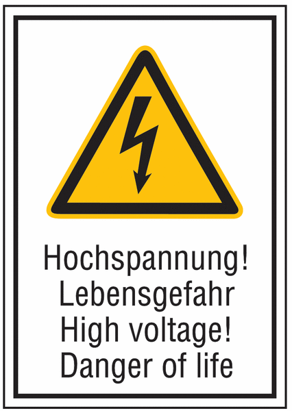 Hochspannung! High Voltage! - Kombischilder mit Sicherheitszeichen, Elektrotechnik