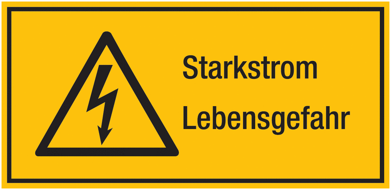 Starkstrom Lebensgefahr - Warnsymbol-Kombi-Etiketten, Elektrotechnik