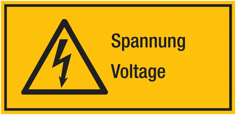 Spannung Voltage - Schilder und Etiketten, Elektrotechnik