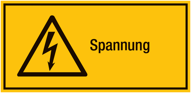 Spannung - Warnsymbol-Kombi-Etiketten, Elektrotechnik