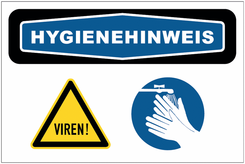 Warnung vor Viren/Hände waschen - Hygiene-Focus-Schilder, Virenschutz