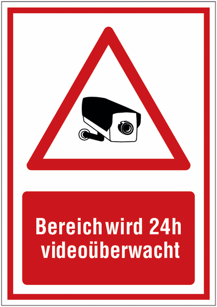 Kombi-Video-Warnschilder "Bereich wird 24 h videoüberwacht"