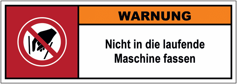 Nicht in die laufende Maschine fassen - Maschinenkennzeichnung, ÖNorm ISO 3864
