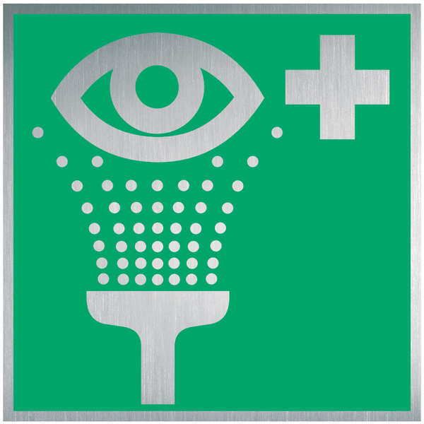 Augenspüleinrichtung - PREMIUM Erste-Hilfe-Schilder, Alu-Optik, praxiserprobt