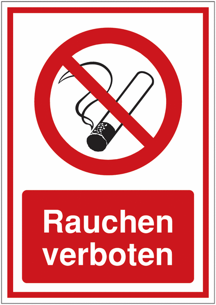 Rauchen verboten - DESIGN Kombischilder mit Sicherheitskennzeichen
