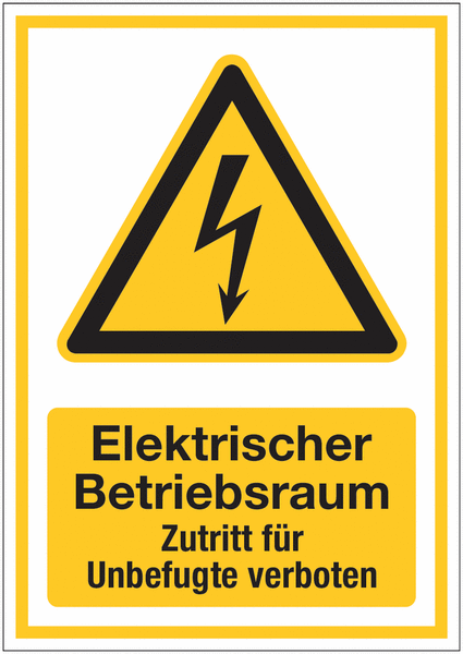 Warnung vor gefährlicher elektrischer Spannung - DESIGN Kombischilder mit Sicherheitskennzeichen