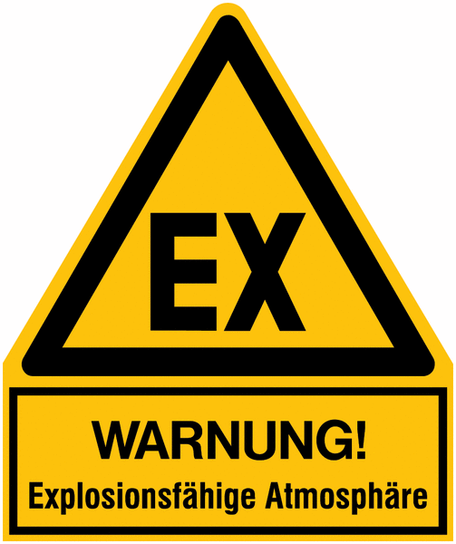 Warnung vor explosionsfähiger Atmosphäre - Warnsymbol-Kombischilder für Gefahrstoffe