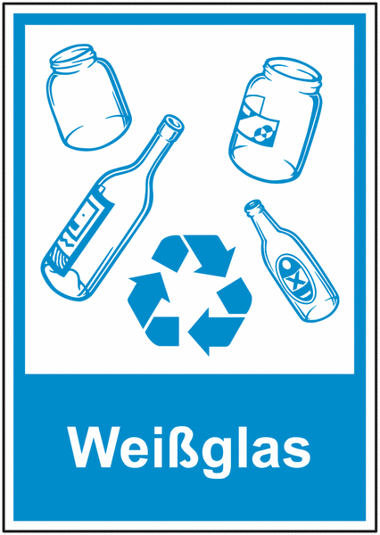Recycling-Piktogramm-Schilder "Weißglas"