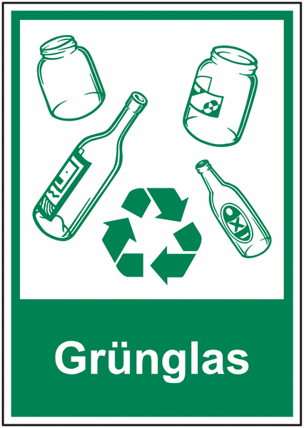 Recycling-Piktogramm-Schilder "Grünglas"
