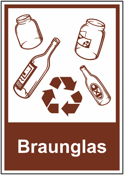 Recycling-Piktogramm-Schilder "Braunglas"