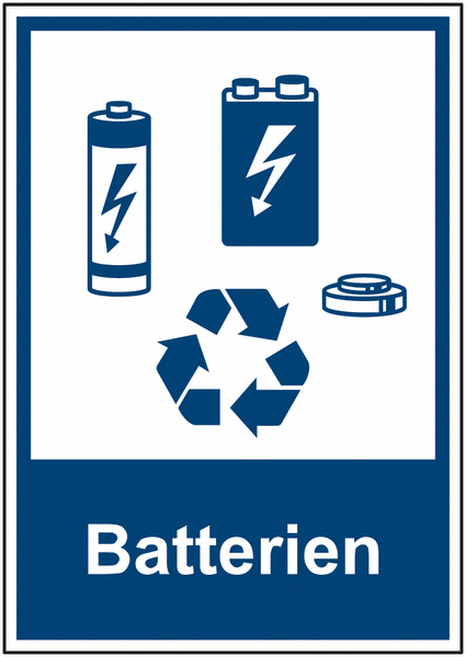 Recycling-Piktogramm-Schilder "Batterien"