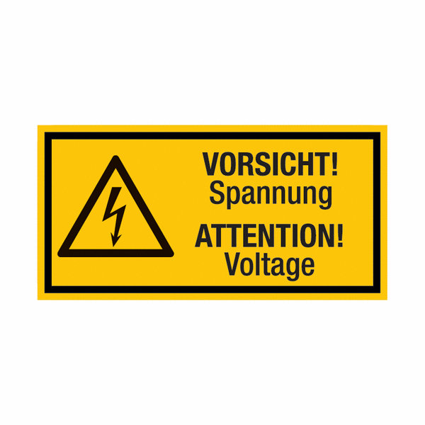 Vorsicht! Spannung Attention! Voltage - Sicherheitsschilder, Elektrotechnik