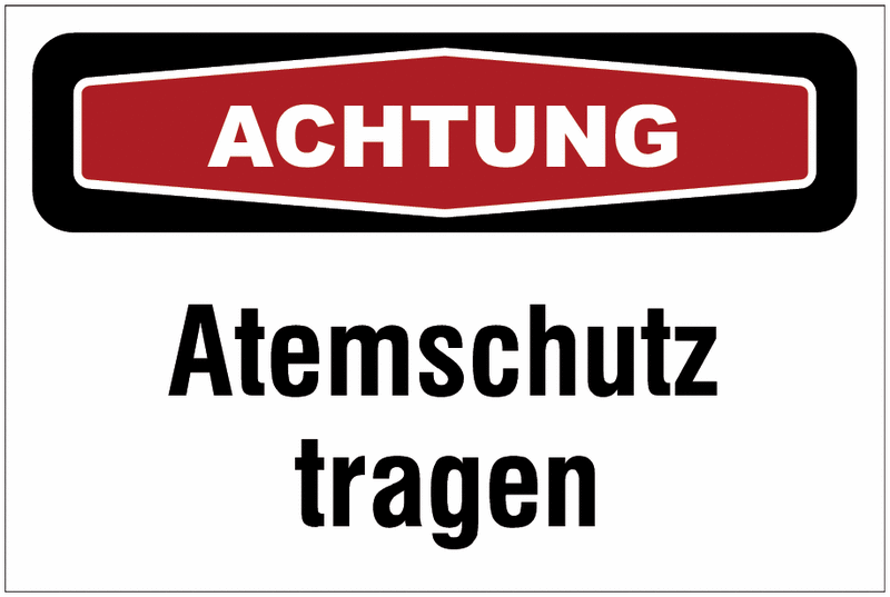 Focus-Schilder "Atemschutz" mit Text