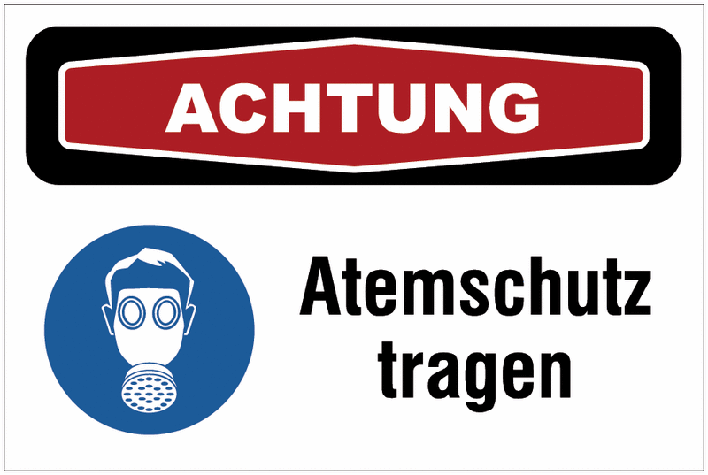 Focus-Schilder "Atemschutz" mit Symbol und Text