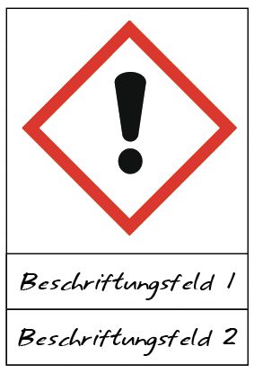 Ausrufezeichen - Gefahrstoffsymbole mit Schutzlaminat, Beschriftungsfeld, GHS/CLP
