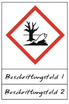 Umwelt - Gefahrstoffsymbole mit Schutzlaminat, Beschriftungsfeld, GHS/CLP