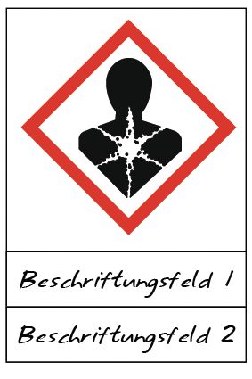 Gesundheitsgefahr - Gefahrstoffsymbole mit Schutzlaminat, Beschriftungsfeld, GHS/CLP