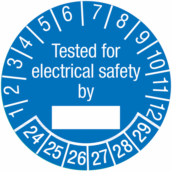 Tested for electrical safety by - Prüfplaketten, englisch, fälschungssicher