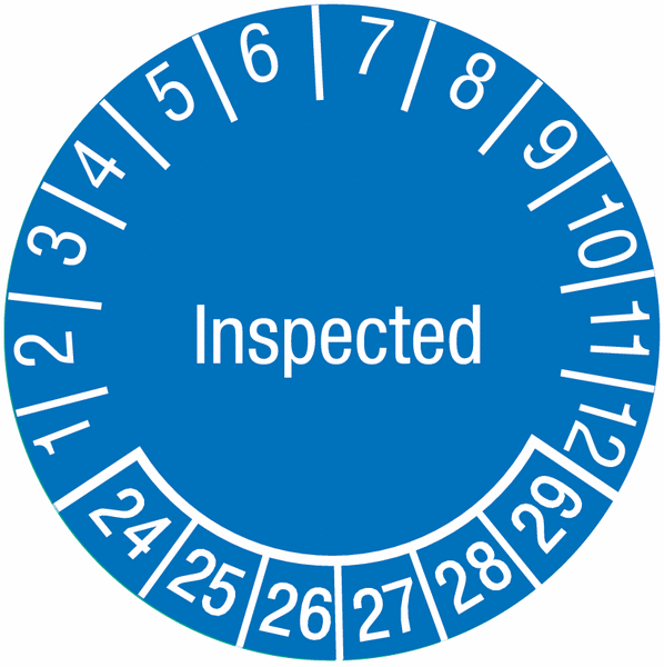 Inspected - Prüfplaketten, englisch, fälschungssicher