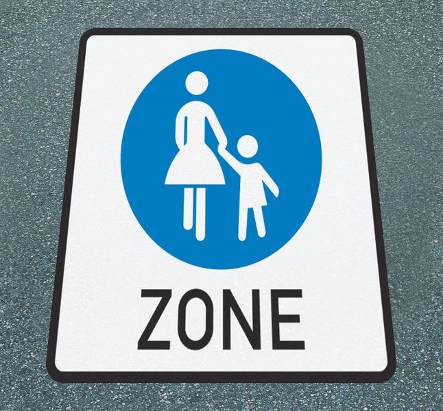 Fußgänger-Zone – Asphaltfolie zur Straßenmarkierung, R10 gemäß DIN 51130/ASR A1.5/1,2