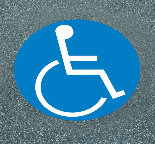 Rollstuhlbenutzer – Asphaltfolien zur Parkplatzkennzeichnung, R10 gemäß DIN 51130/ASR A1.5/1,2
