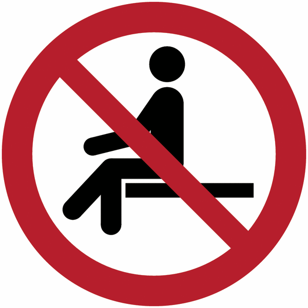 Verbotszeichen "Sitzen verboten" nach EN ISO 7010