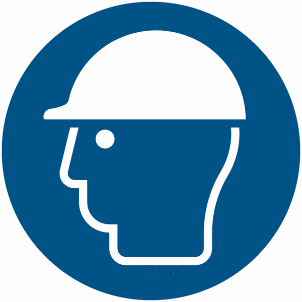 Gebotszeichen "Kopfschutz benutzen" nach EN ISO 7010