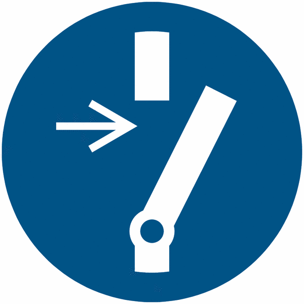 Gebotszeichen "Vor Wartung oder Reparatur freischalten" nach EN ISO 7010