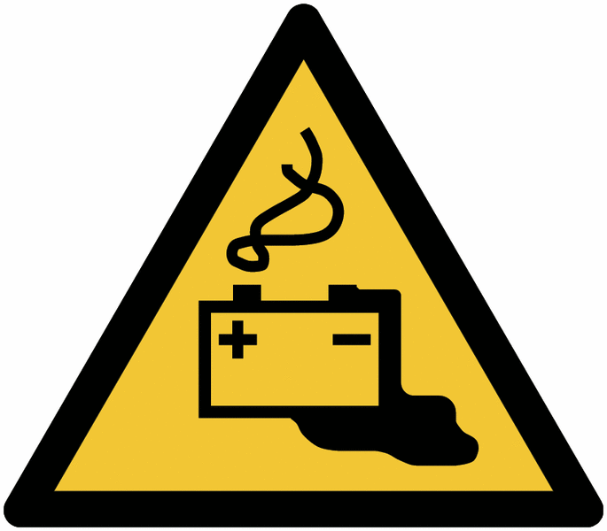 Warnzeichen "Warnung vor Gefahren durch das Aufladen von Batterien" nach EN ISO 7010