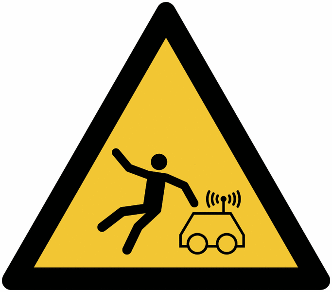 Warnzeichen "Warnung vor autonomen Transportsystemen", praxiserprobt