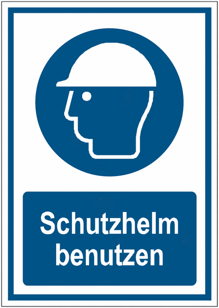 Kopfschutz benutzen - Kombi-Schilder, EN ISO 7010